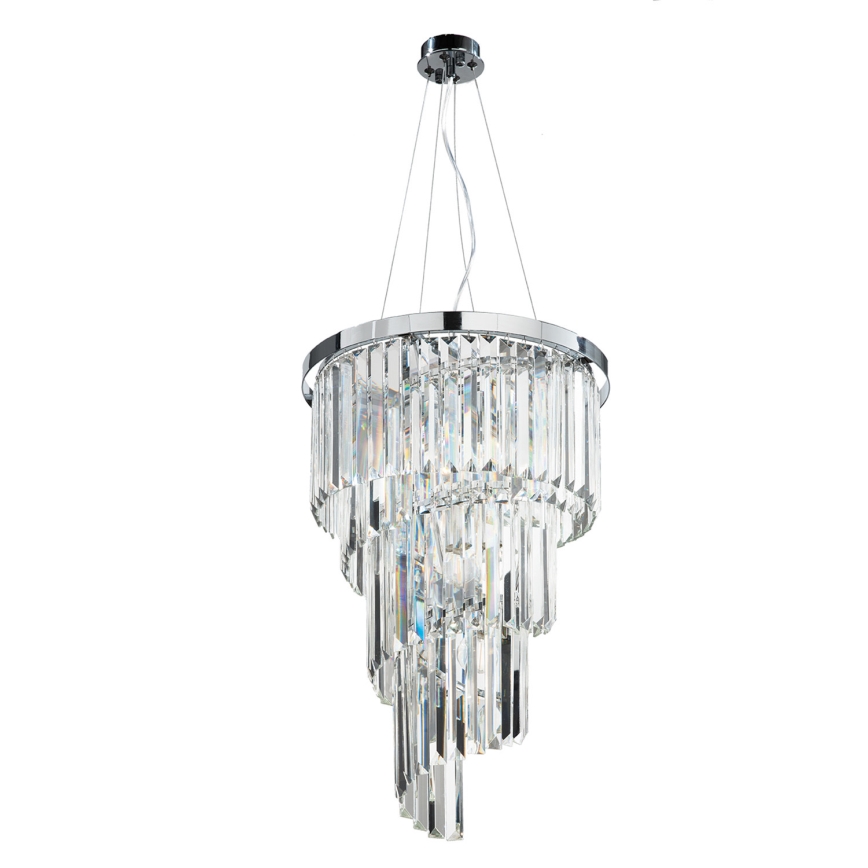 Ondaluce - Kristall-Kronleuchter ALEXANDER 7xE14/10W/230V Ø 40 cm, glänzender Chrom, mit Kabelaufhängung