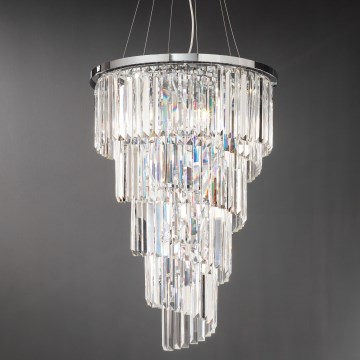 Ondaluce - Kristall-Kronleuchter mit Kabelaufhängung ALEXANDER 7xE14/10W/230V Ø 50 cm glänzender Chrom