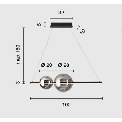 Ondaluce - LED-dimmbare Hängeleuchte am Kabel FUFI LED/40W/230V rauchschwarz schwarz