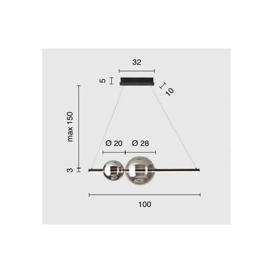 Ondaluce - LED-dimmbare Hängeleuchte am Kabel FUFI LED/40W/230V rauchschwarz schwarz