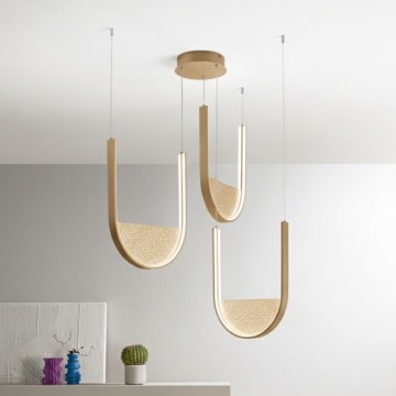 Ondaluce - LED dimmbare Pendelleuchte an Kabel LOTUS LED/70W/230V goldfarben