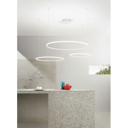 Ondaluce - LED-dimmbare Pendelleuchte mit Kabelabhängung SOEL LED/28W/230V + LED/38W + LED/47W Ø 100/80/60 cm weiß