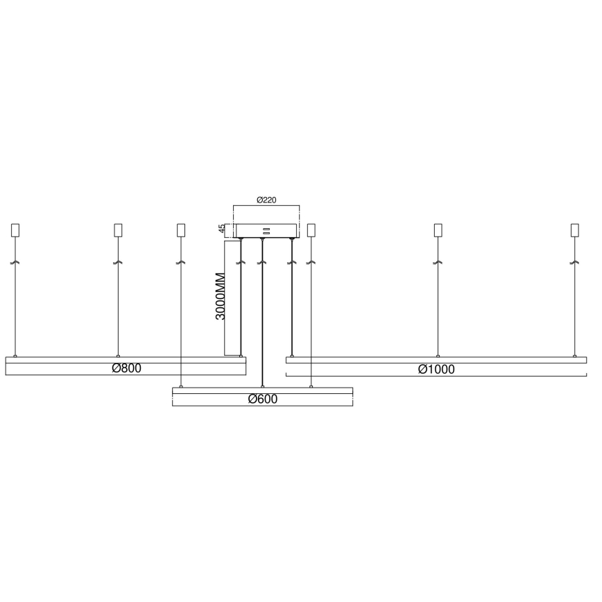 Ondaluce - LED-dimmbare Pendelleuchte mit Kabelabhängung SOEL LED/28W/230V + LED/38W + LED/47W Ø 100/80/60 cm weiß
