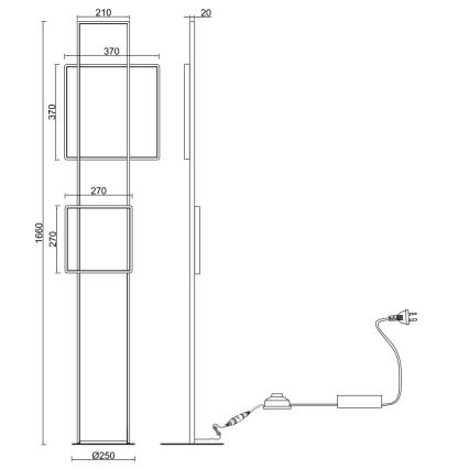 Ondaluce - LED-dimmbare Stehleuchte DOWEL LED/77W/230V goldfarben