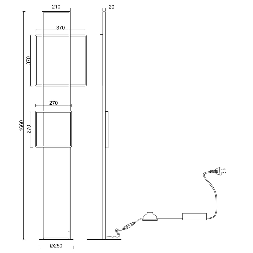 Ondaluce - LED-dimmbare Stehleuchte DOWEL LED/77W/230V goldfarben