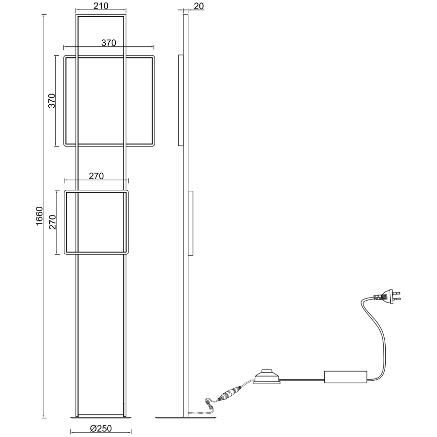 Ondaluce - LED-dimmbare Stehleuchte DOWEL LED/77W/230V silber