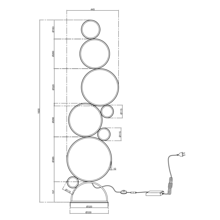 Ondaluce - LED-dimmbare Stehleuchte POIS LED/52W/230V silber