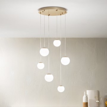 Ondaluce - LED-Hängeleuchte an Stahlseil SANTOS LED/48W/230V Ø 45 cm gold/weiß