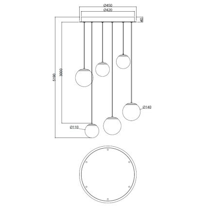 Ondaluce - LED-Hängeleuchte an Stahlseil SANTOS LED/48W/230V Ø 45 cm gold/weiß