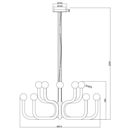 Ondaluce - Pendelleuchte an Kabel DERBY 16xG9/7W/230V Ø 81,5 cm schwarz