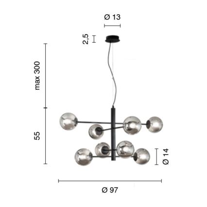 Ondaluce - Pendelleuchte an Kabel ELISEO 8xE14/10W/230V Ø 97 cm Gold/rauchiges Beige