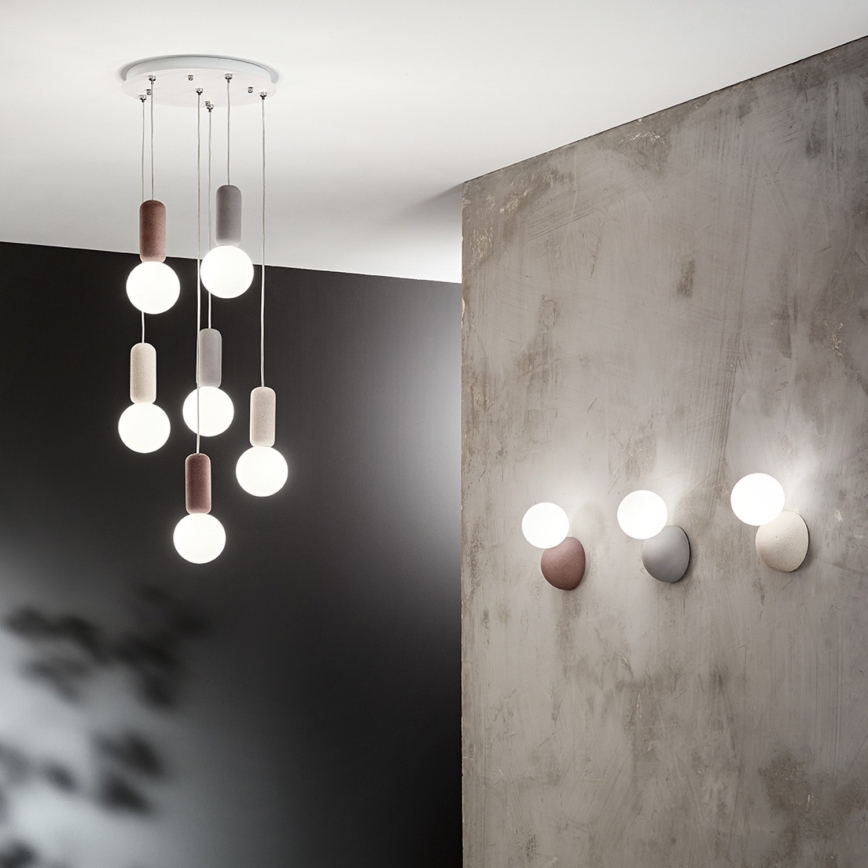 Ondaluce - Pendelleuchte an Kabel ROCK 6xG9/7W/230V Ø 35 cm Beton/Braun/Grau/Weiß