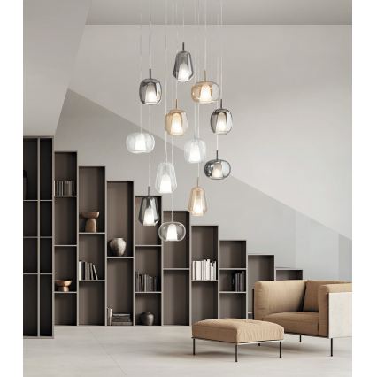 Ondaluce - Pendelleuchte an Kabel THELMA 1xE27/15W/230V rauchiges Beige