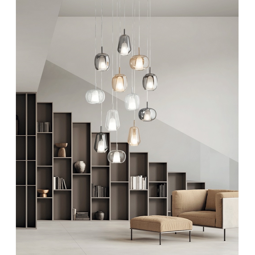 Ondaluce - Pendelleuchte an Kabel THELMA 1xE27/15W/230V rauchiges Beige