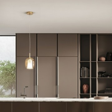 Ondaluce - Pendelleuchte an Kabel THELMA 1xE27/15W/230V Ø 19,5 cm Gold/rauchiges Beige