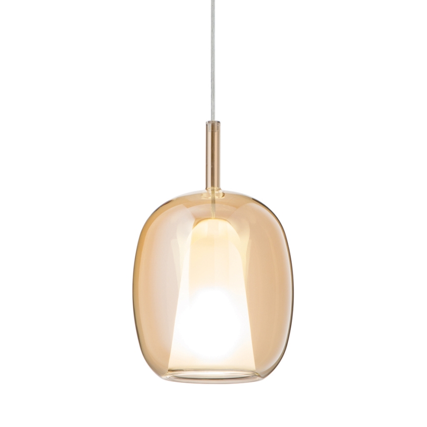 Ondaluce - Pendelleuchte an Kabel THELMA 1xE27/15W/230V Ø 19,5 cm Gold/rauchiges Beige