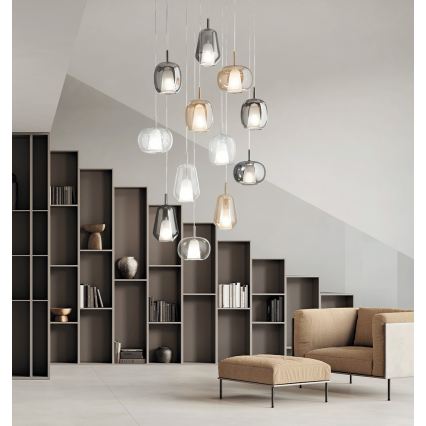 Ondaluce - Pendelleuchte an Kabel THELMA 2xE27/15W/230V rauchbeige