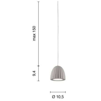 Ondaluce - Pendelleuchte CONCRETE an Kabel, 1x GU10 / 7,5 W / 230 V, Ø 10,5 cm, Betongrau