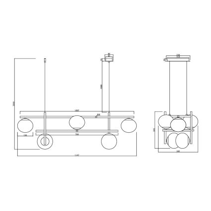 Ondaluce - Pendelleuchte mit Kabel JEWEL 6xE14/10W/230V rauchschwarz