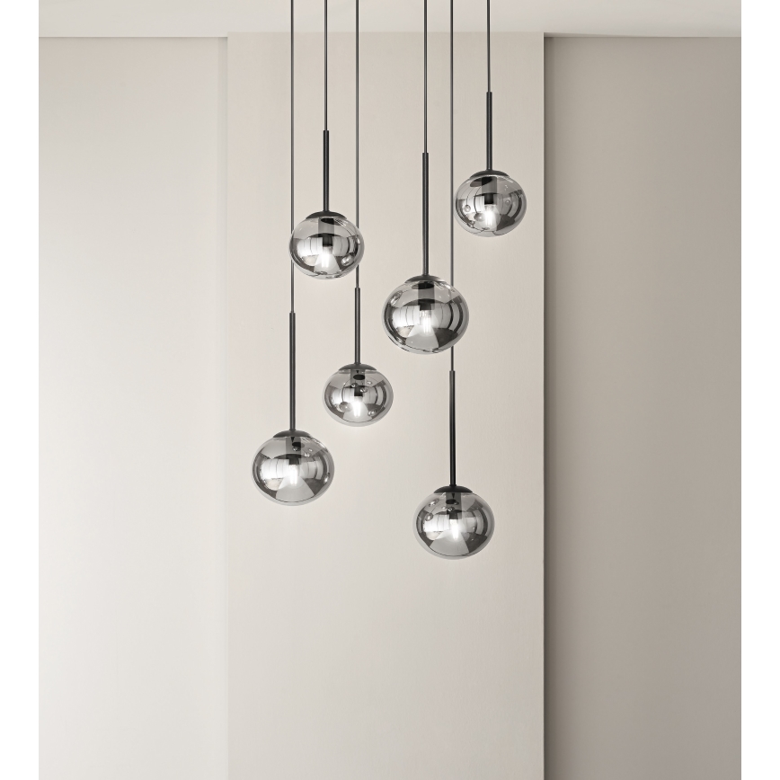 Ondaluce - Pendelleuchte mit Kabelaufhängung JEWEL 1xE14/10W/230V Ø 17 cm schwarz/rauchschwarz