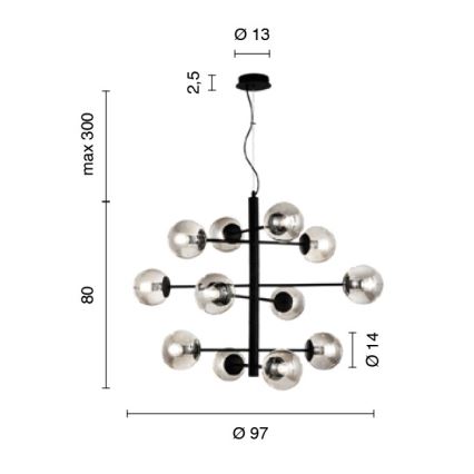 Ondaluce - Pendelleuchte mit Seilaufhängung ELISEO 12xE14/10W/230V Ø 97 cm gold/rauchbeige