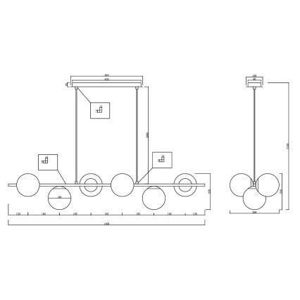 Ondaluce - Pendelleuchte MONILE mit Kabelaufhängung 6xE14/10W/230V schwarz/rauchschwarz