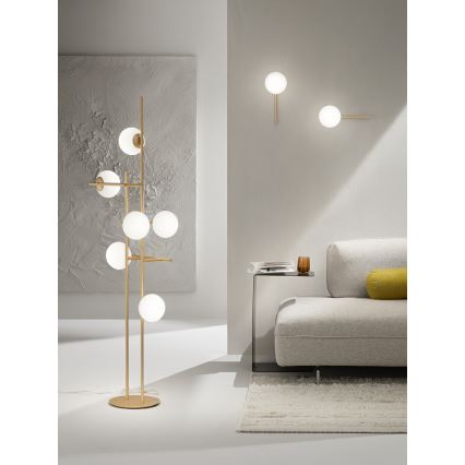 Ondaluce - Stehleuchte JEWEL 6xE14/10W/230V 166 cm gold/weiß