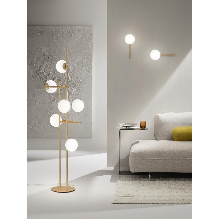 Ondaluce - Stehleuchte JEWEL 6xE14/10W/230V 166 cm gold/weiß