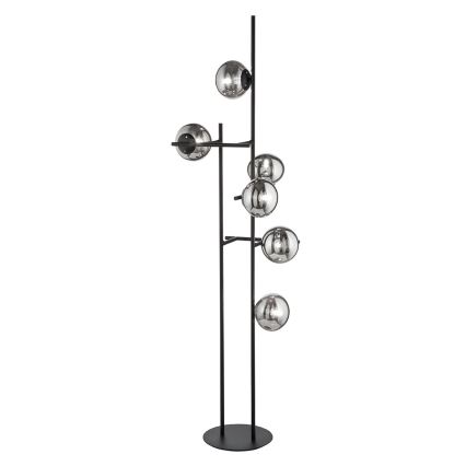 Ondaluce - Stehleuchte JEWEL 6xE14/10W/230V 166 cm schwarz/rauchschwarz