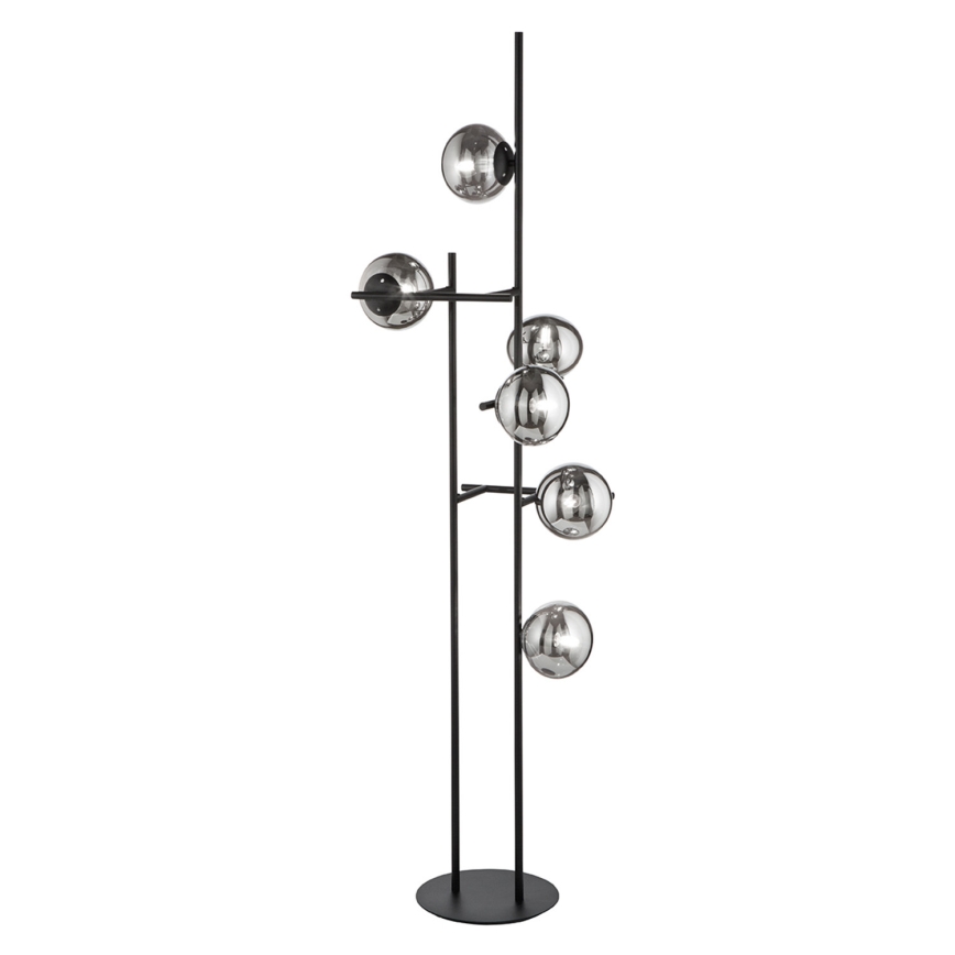 Ondaluce - Stehleuchte JEWEL 6xE14/10W/230V 166 cm schwarz/rauchschwarz