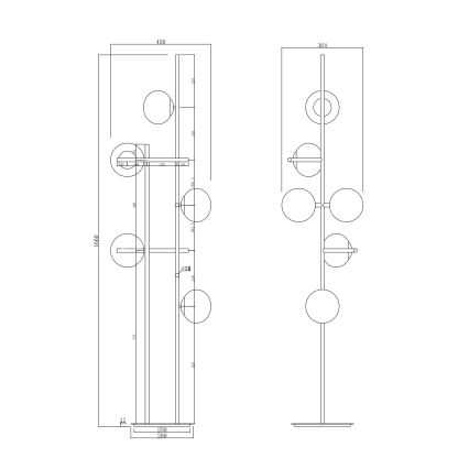 Ondaluce - Stehleuchte JEWEL 6xE14/10W/230V 166 cm schwarz/rauchschwarz