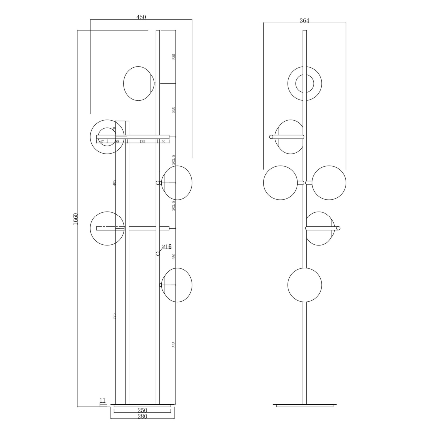 Ondaluce - Stehleuchte JEWEL 6xE14/10W/230V gold/weiß