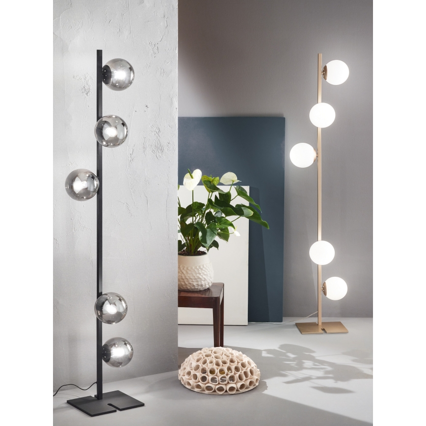 Ondaluce - Stehleuchte MONILE 5xE14/10W/230V 170 cm gold/weiß