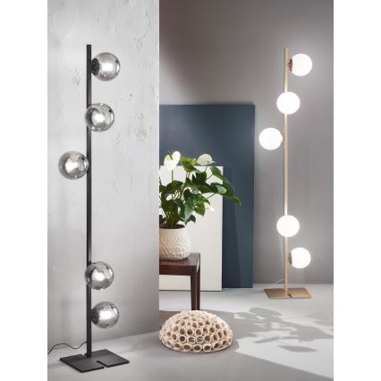 Ondaluce - Stehleuchte MONILE 5xE14/10W/230V 170 cm schwarz/rauchschwarz