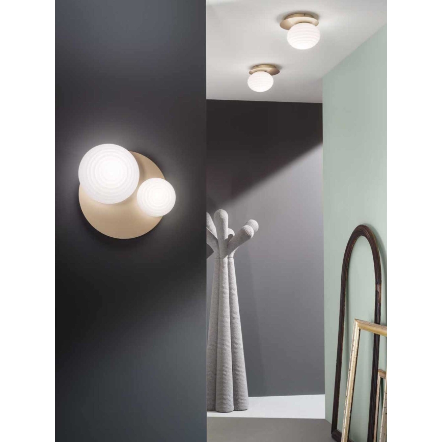 Ondaluce - Wandleuchte TONDO 1xE14/10W/230V + 1xE27/15W gold/weiß