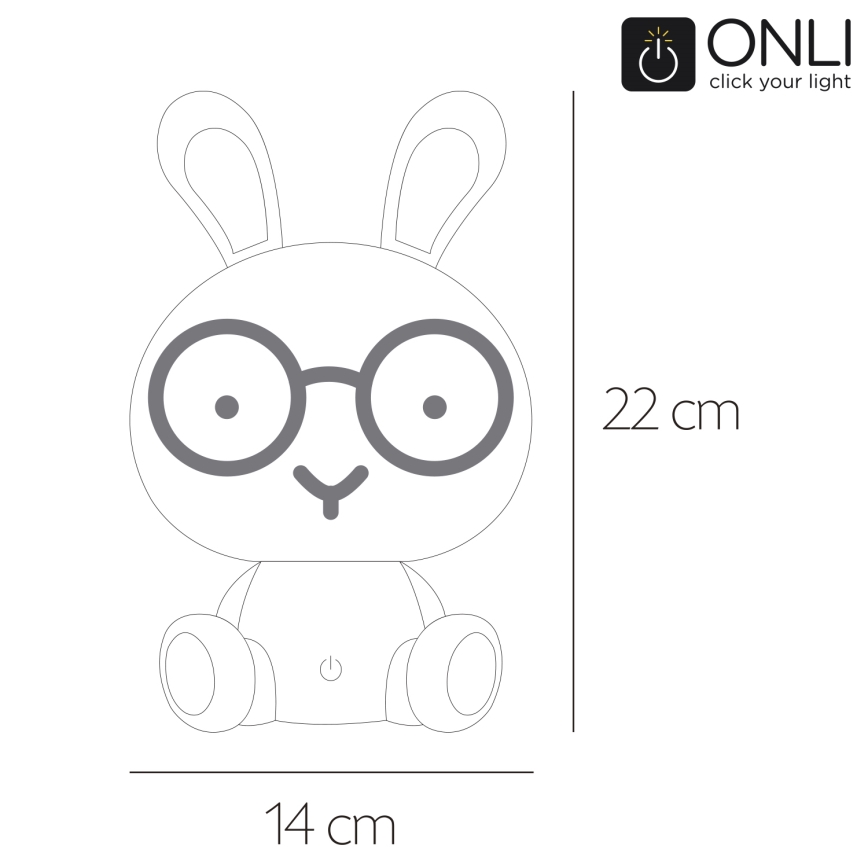 ONLI - LED Dimmbares Kinder-Nachtlicht PUPPIES LED/3W/230V 22 cm Häschen/blau