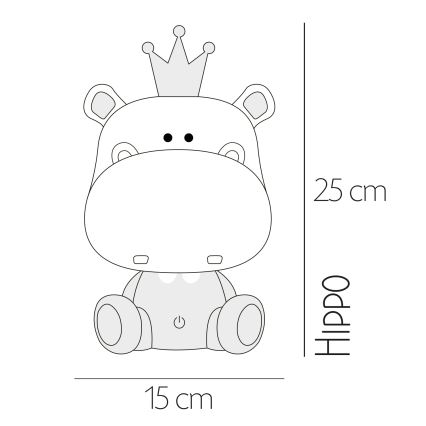 ONLI - LED dimmbares Kinder-Nachtlicht PUPPIES LED/3W/230V 25 cm Nilpferd/grün