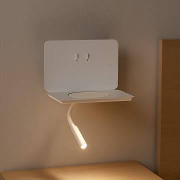 ONLI - Flexible LED-Lampe mit Ablage und Qi-Ladefunktion WIK LED/6,5W/230V + LED/3W weiß