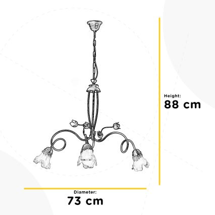 ONLI - Hängeleuchte an Kette ARIANNA 3xE14/6W/230V