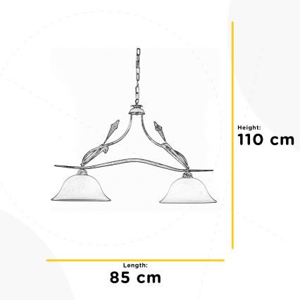 ONLI - Hängeleuchte an Kette LUCREZIA 2xE27/22W/230V cremefarben