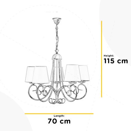 ONLI - Hängeleuchte an Kette POMPEI 5xE14/6W/320V weiß