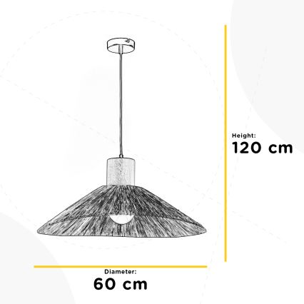 ONLI - Hängeleuchte an Schnur RAFIA 1xE27/22W/230V