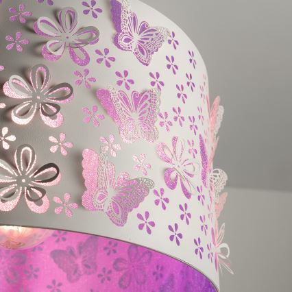 ONLI - Hängeleuchte für Kinder TITILLA 1xE27/22W/230V violett/weiß