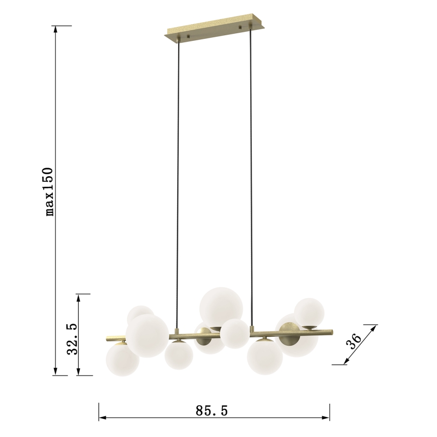 ONLI - Hängeleuchte PALOMA mit Seilaufhängung, 10xG9/3W/230V, goldfarben