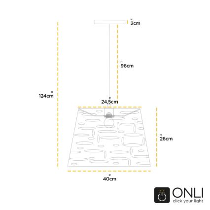 ONLI - Hängeleuchte RICKY 1xE27/15W/230V d 40 cm weiß