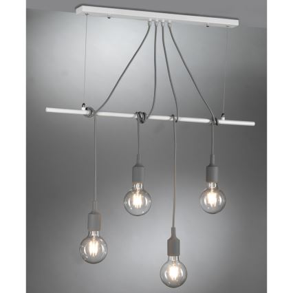 ONLI - Hängeleuchte WIRE 4xE27/15W/230V grau/weiß