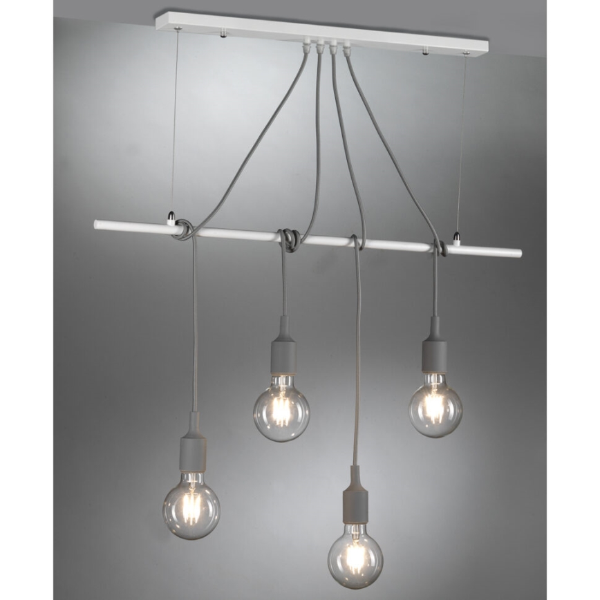 ONLI - Hängeleuchte WIRE 4xE27/15W/230V grau/weiß
