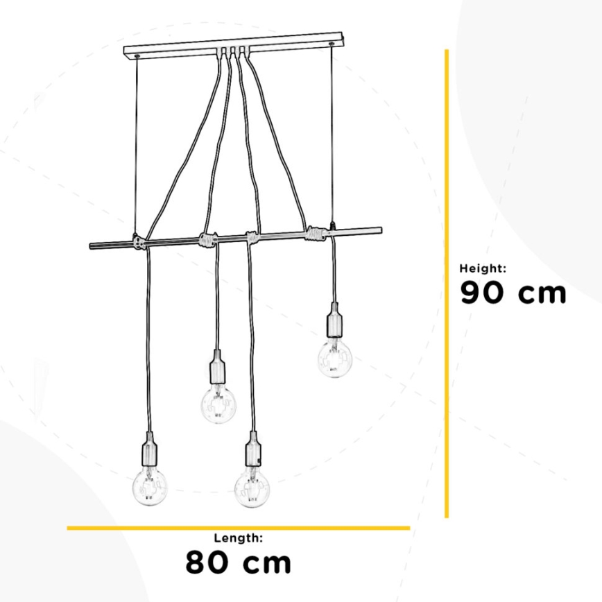 ONLI - Hängeleuchte WIRE 4xE27/15W/230V grau/weiß