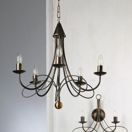 ONLI - Kronleuchter mit Kette MILVIA 5xE14/6W/230V bronzefarben