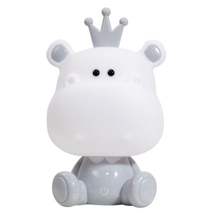 ONLI - Dimmbares LED-Kinder-Nachtlicht PUPPIES LED/3W/230V 25 cm Nilpferd/Grau